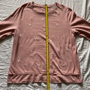 Loft 100%cotton Womens sweater w/ embroidered hearts